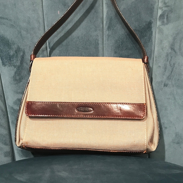 Oroton Canvas And Leather Shoulder Bag