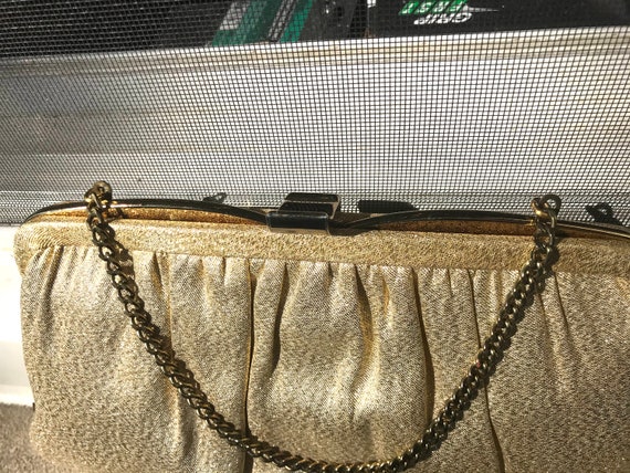 Vintage Ande Gold Lame Clutch/Handbag Evening Bag - image 3