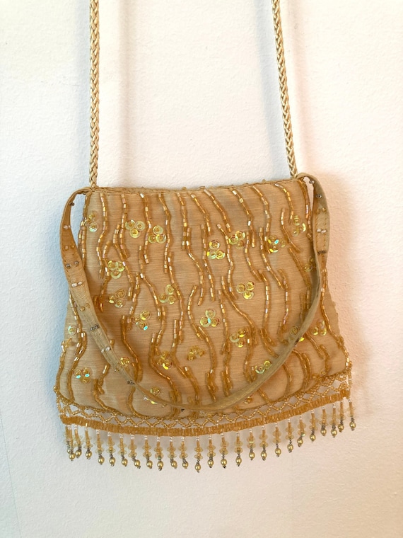 Vintage Valerie Stevens Beaded Gold Crossbody Even