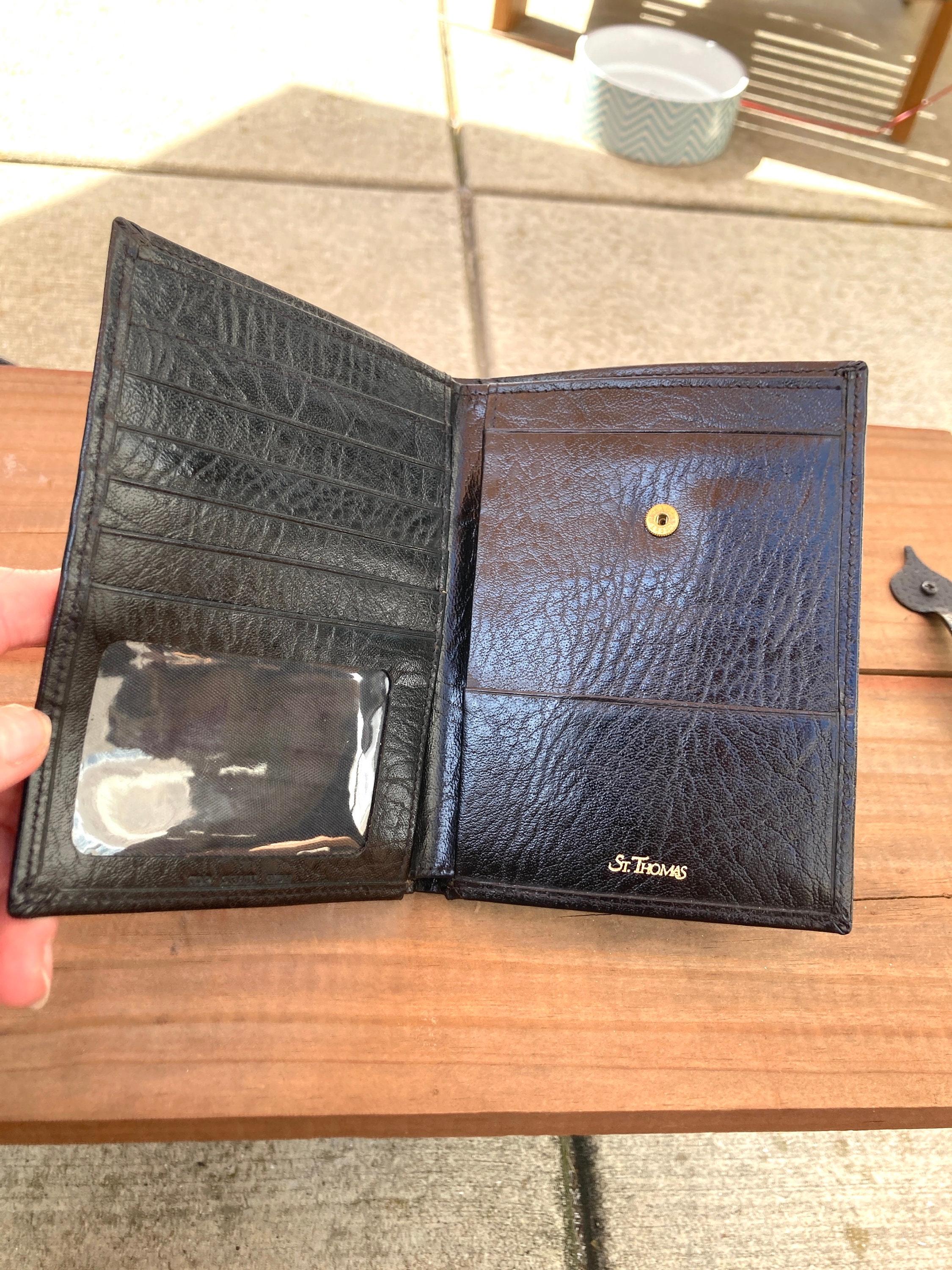 Vintage St. Thomas Black Leather Travel Bifold Wallet Etsy