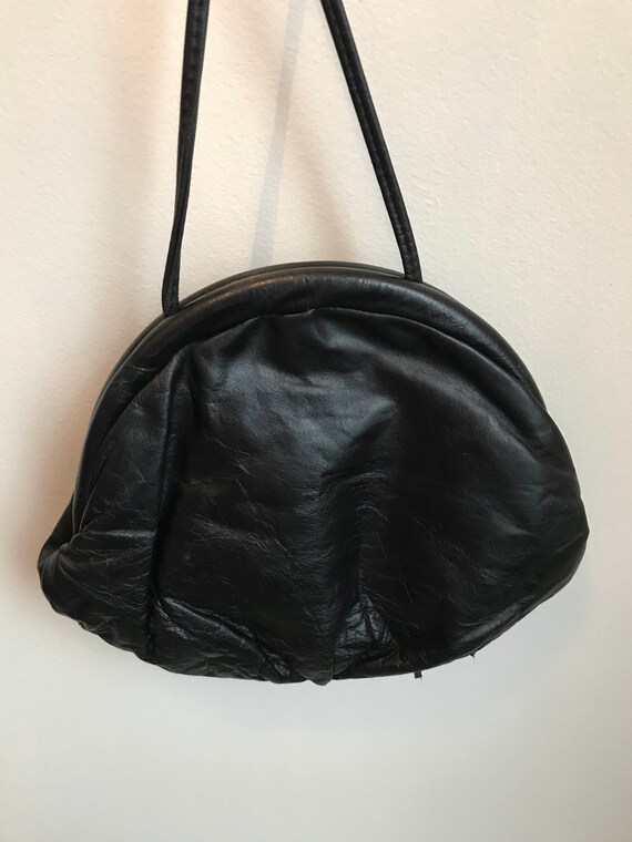 Vintage 1980's Black Leather Clamshell Slouchy Cr… - image 7