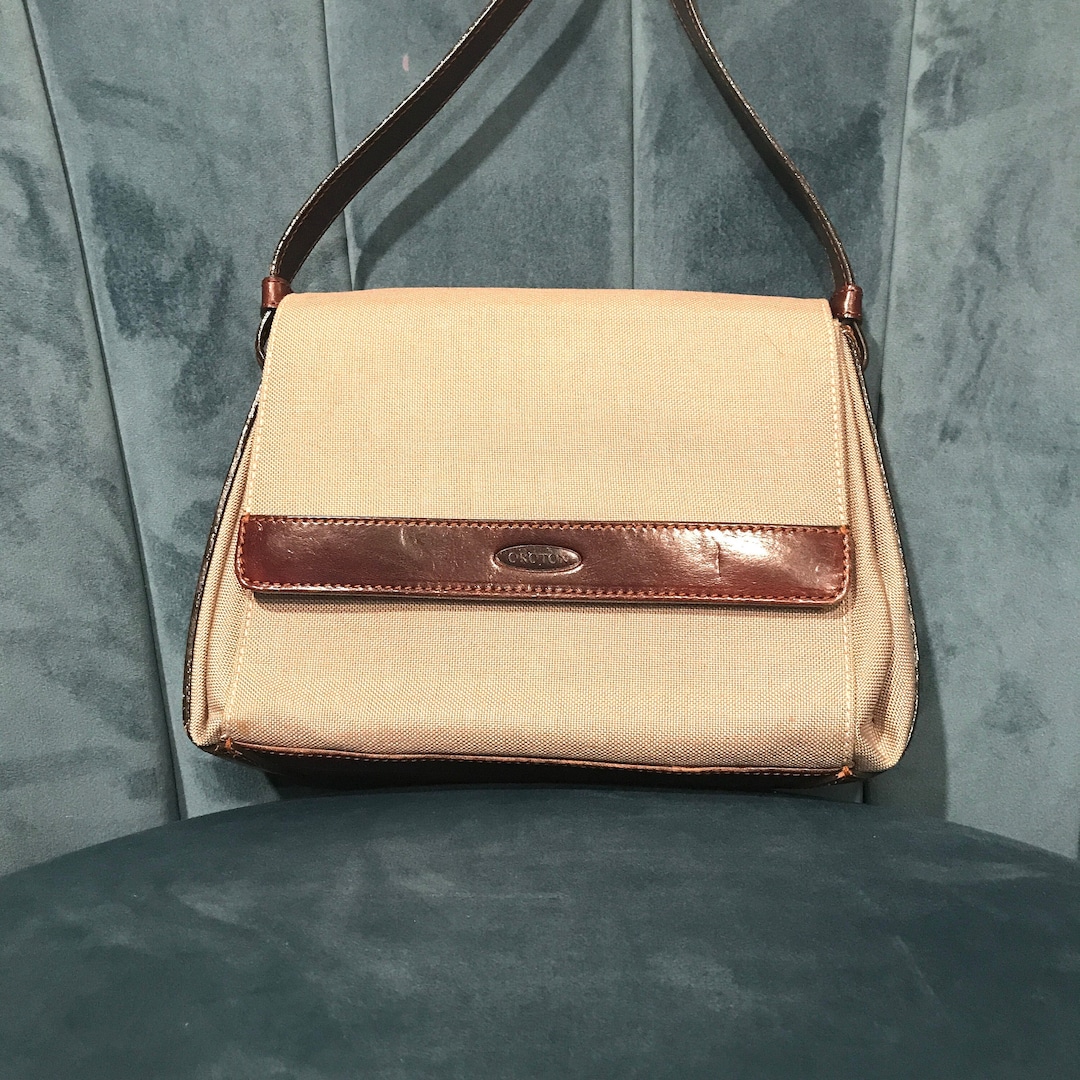 Oroton Canvas and Leather Shoulder Bag New Zealand