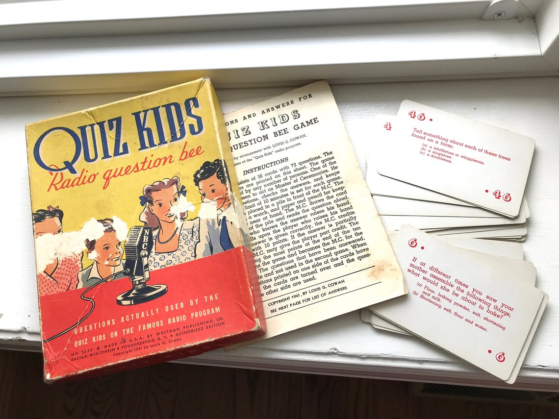 Vintage 1940's Quiz Kids Radio Question Bee Game | Etsy