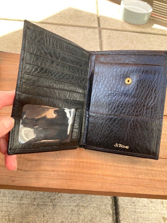 Vintage St. Thomas Black Leather Travel  Bifold W… - image 4