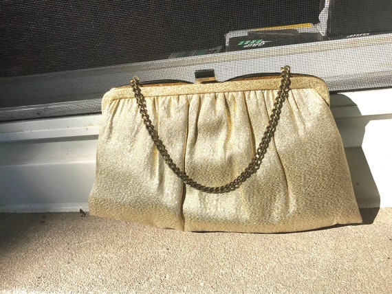 Vintage Ande Gold Lame Clutch/Handbag Evening Bag - image 1