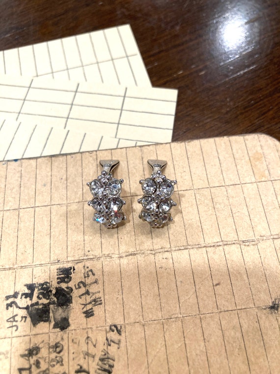 Vintage Bogoff Clear Rhinestones Clip-On Earrings - image 7