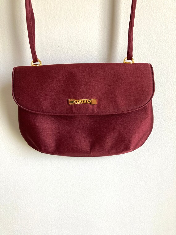 Vintage Koret Burgundy Satin Handbag Etsy UK