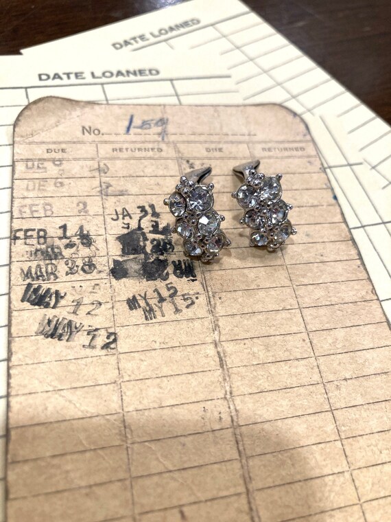 Vintage Bogoff Clear Rhinestones Clip-On Earrings - image 2
