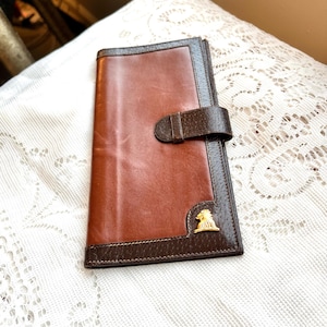 Billetera de viaje con chequera y billetera Mark Cross vintage fabricada en Italia