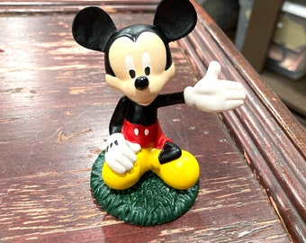 Vintage Disney Mickey Mouse Sitting Cross Legged On Grass Figurine