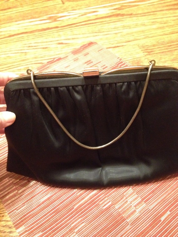 Vintage Ande Black Satin Clutch/Handbag