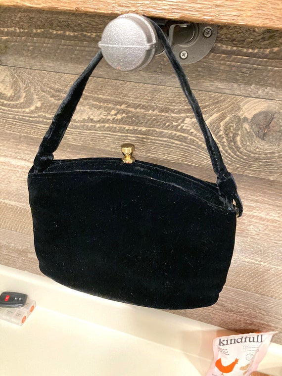 Vintage Garay Black Velvet Top Handle Handbag