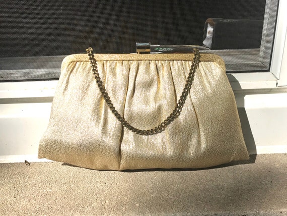 Vintage Ande Gold Lame Clutch/Handbag Evening Bag - image 5