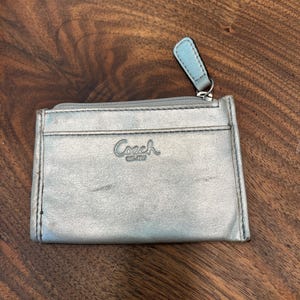 Vintage Distressed Small Coach Silver Leather Change ID Holder Case