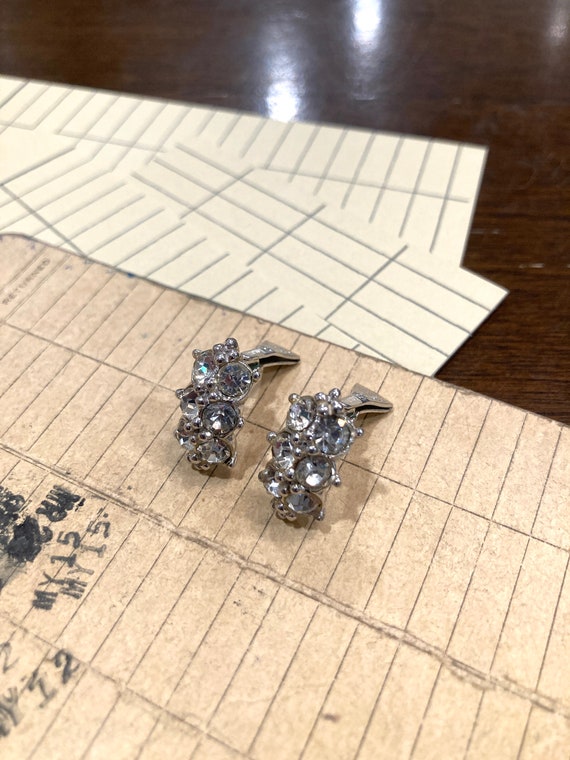 Vintage Bogoff Clear Rhinestones Clip-On Earrings - image 9