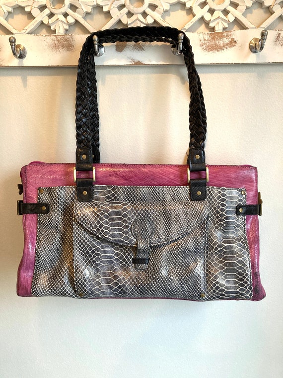 Spencer And Rutherford Limited Leather And Snakeskin Large Handbag Etsy