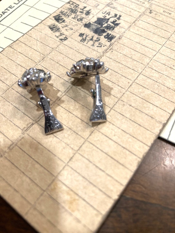 Vintage Bogoff Clear Rhinestones Clip-On Earrings - image 4