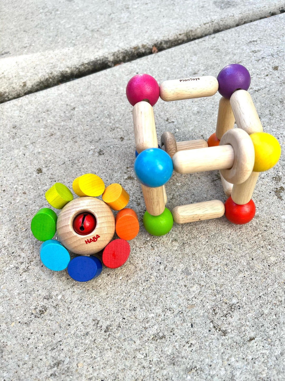 HABA Rattlefish Wooden Baby Toy - German-Made Teething Rattle With Plastic Rings