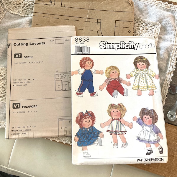 Vintage Simplicity Crafts 8838 Doll Clothing Pattern