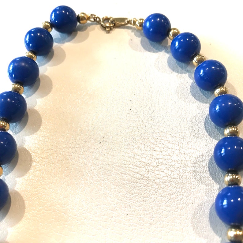 Vintage Trifari Lucite Blue and Gold Beaded Necklace Etsy