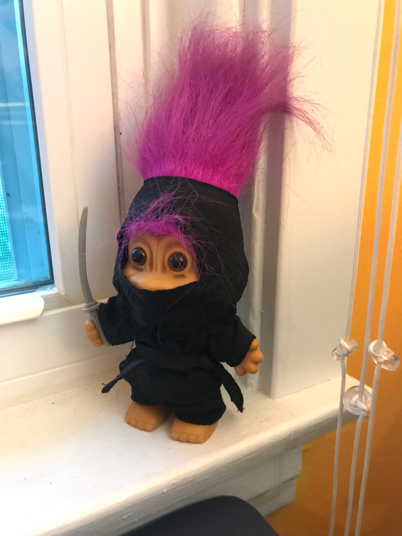 Vintage Russ Ninja Troll In Black With Magenta Hair 5 | Etsy