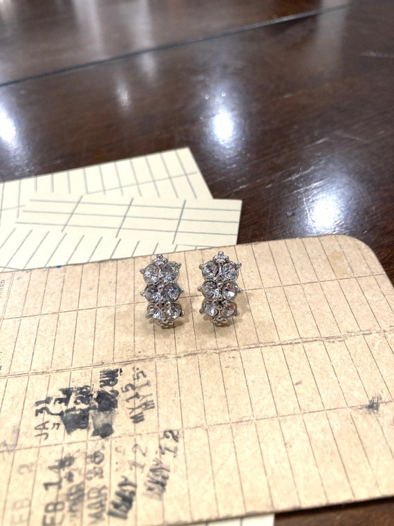 Vintage Bogoff Clear Rhinestones Clip-On Earrings - image 3