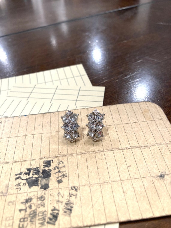 Vintage Bogoff Clear Rhinestones Clip-On Earrings