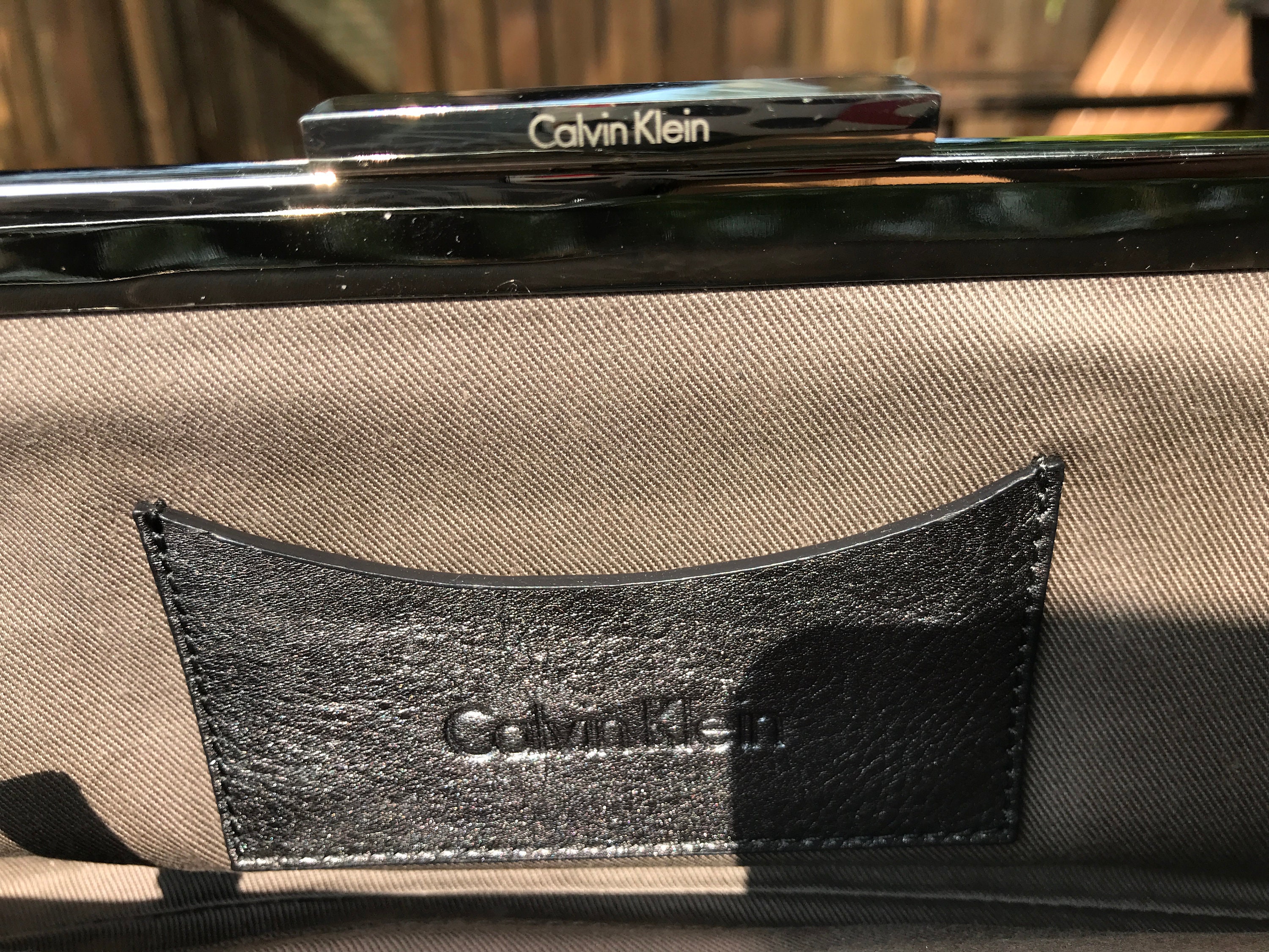 Calvin Klein Silver Metallic Leather Clutch/handbag - Etsy