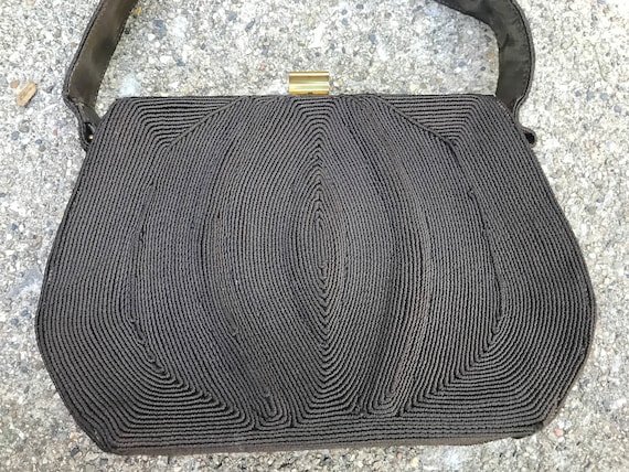 Vintage Genuine Corde Brown Kelly Style Handbag - image 1