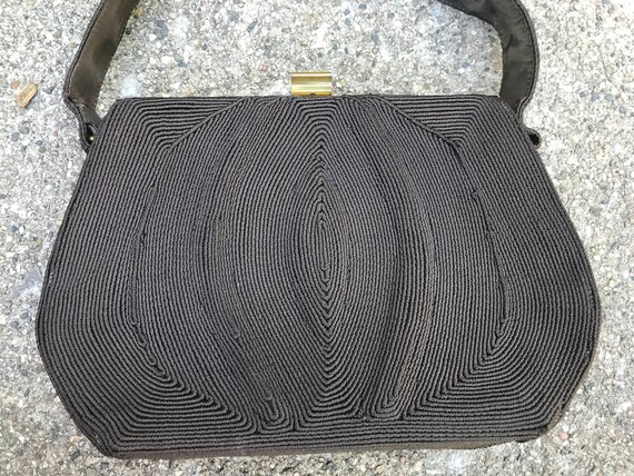 Vintage Genuine Corde Brown Kelly Style Handbag - image 1