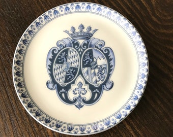 Vintage Mini Z Schrobenhausen placa azul y blanca
