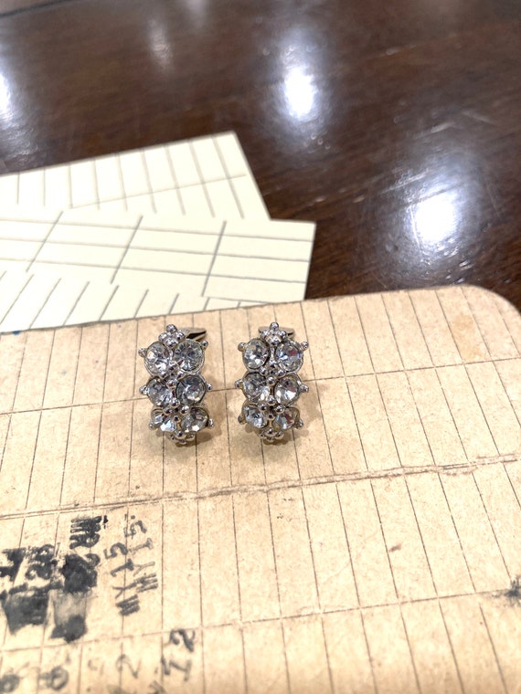 Vintage Bogoff Clear Rhinestones Clip-On Earrings - image 8