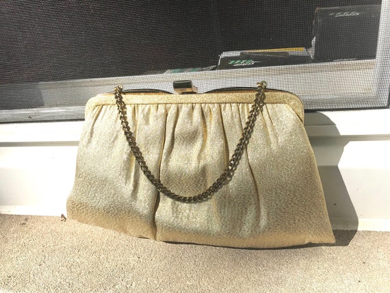 Vintage Ande Gold Lame Clutch/Handbag Evening Bag - image 4