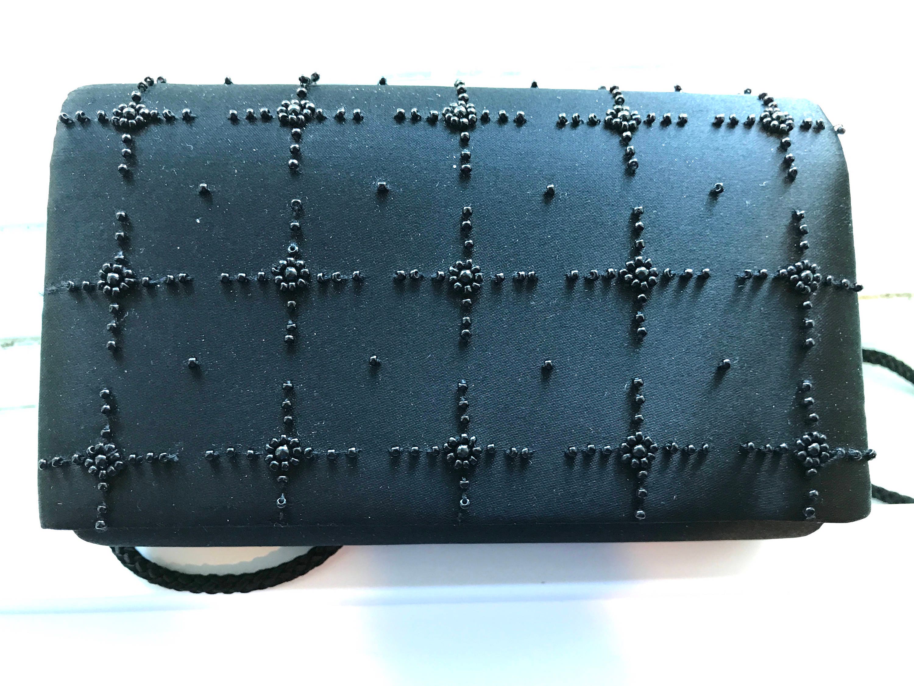 La Regale Black Beaded Purse Vintage Evening Bags VH-121 