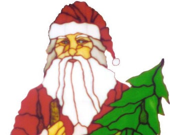 Old Fashioned Santa Stained Glass Pattern- 34" tall, 15" wide