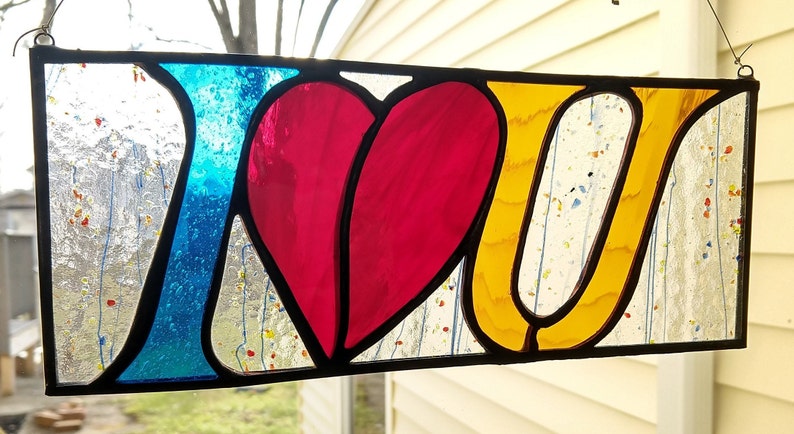 I Heart U Stained Glass Suncatcher image 3