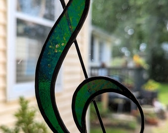 It's really all about The Treble!  Treble Clef Music Symbol - Hand Made Stained Glass Suncatcher- Original Design © Dodge Studio