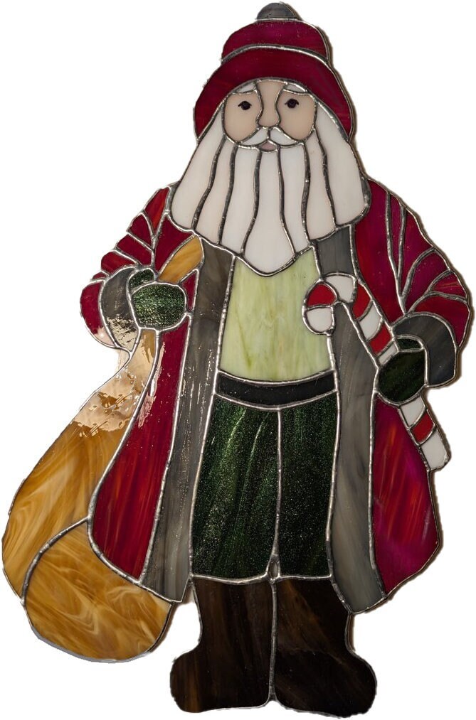 Woodlands Santa Stained Glass Pattern for Giant Suncatcher Panel, 17 3/