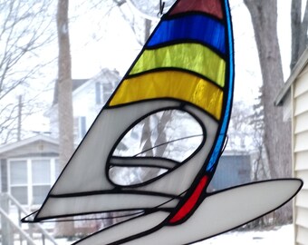 Stained Glass Windsurfer Suncatcher - (Wind Surfer)