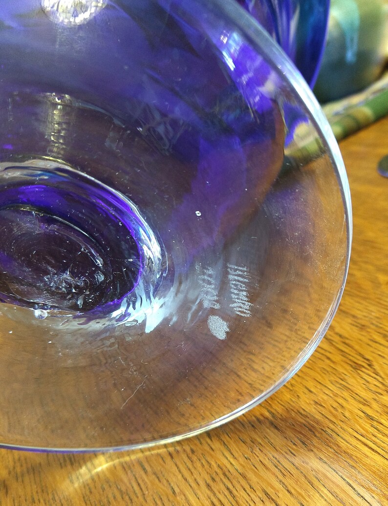 New Old Stock Mouth Blown Blenko 7 12 Footed Cobalt Vase Elegant Cobalt Blue with crystal foot