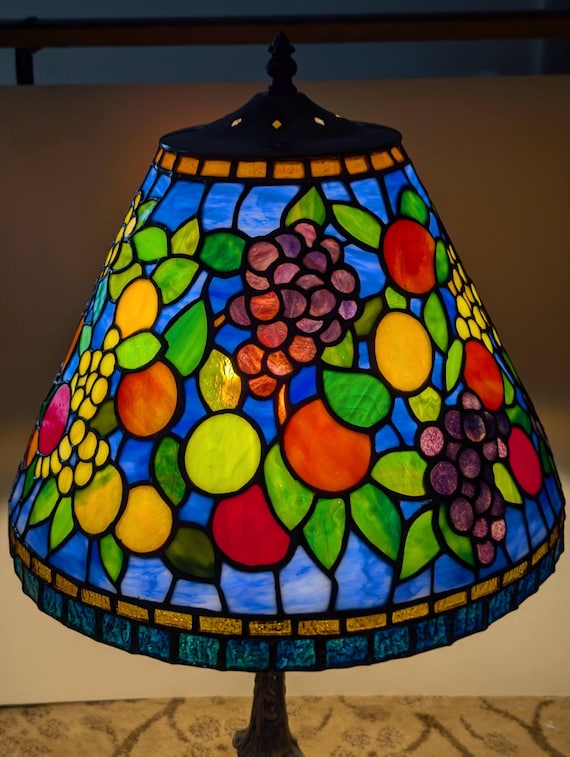 Tiffany Inspired Stained Glass Fruit Lamp Conical Shape - Etsy