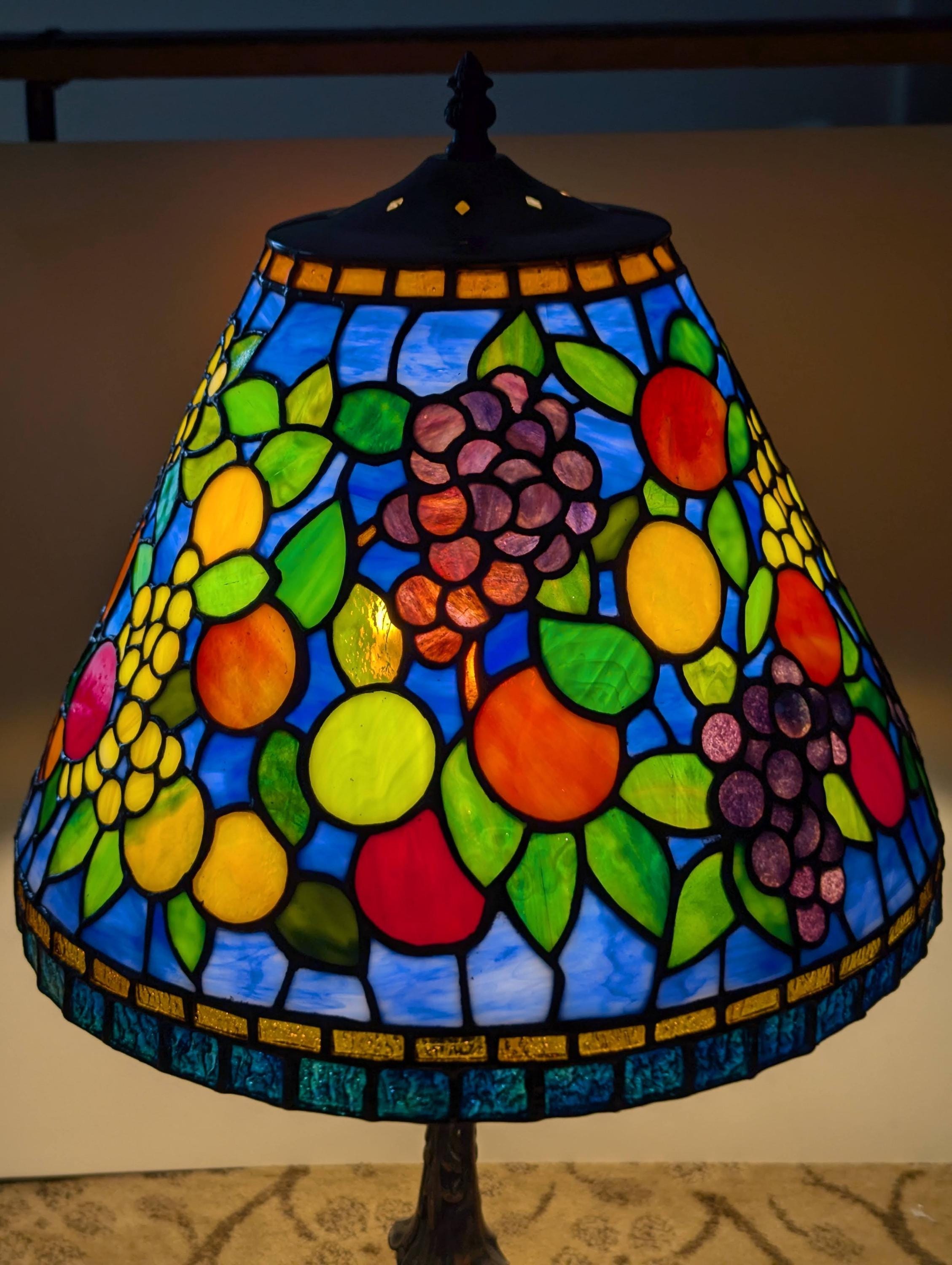 Tiffany Inspired Stained Glass Fruit Lamp Conical Shape - Etsy