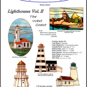 Stained Glass Lighthouses pattern Vol. 2, &quot;The West Coast&quot; (Plus Prince Edward Island) - Pattern Pack