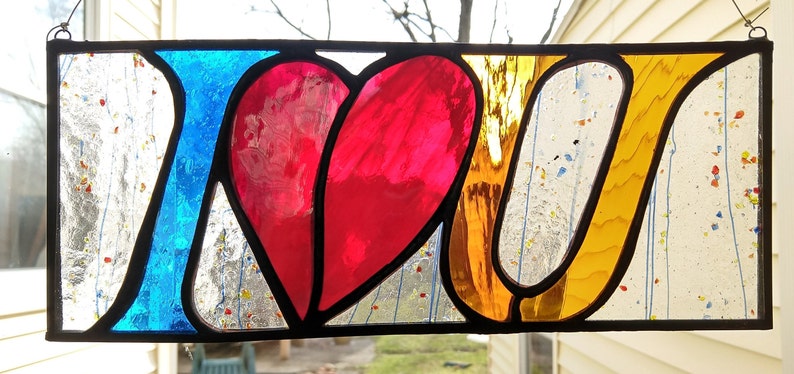 I Heart U Stained Glass Suncatcher image 5