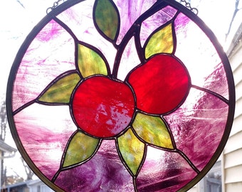 Stained Glass 9.5" Round Apple Panel