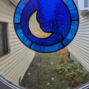 8&quot; Crescent Moon Stained Glass Circle