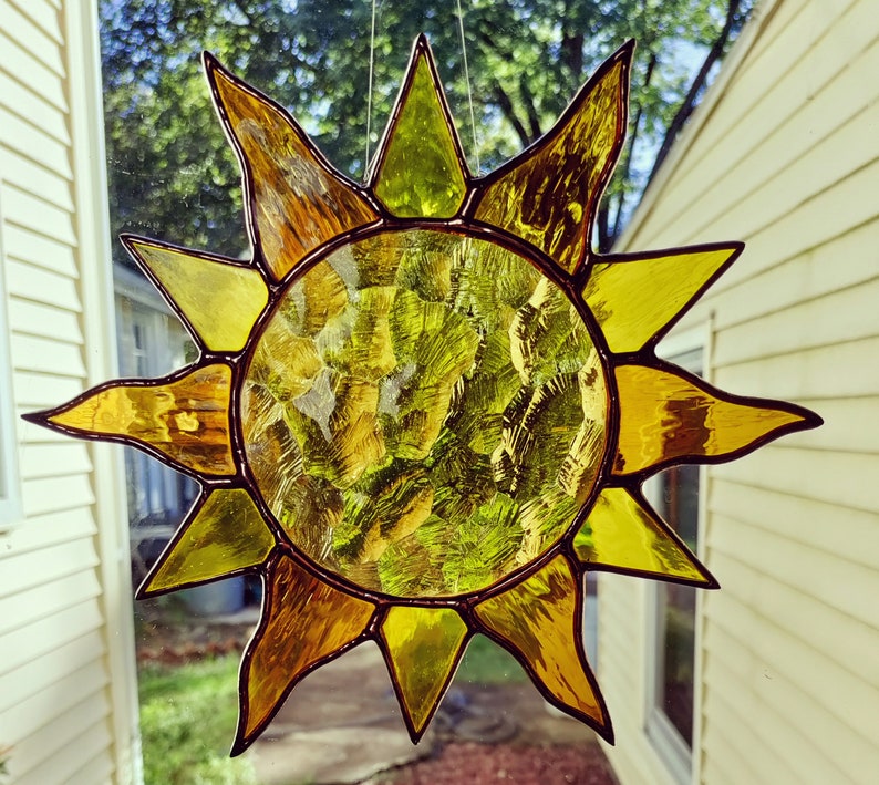 Hand Made Stained Glass Sunburst sun Suncatcheroriginal Design © 2008