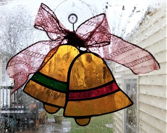 Golden Bells for Christmas!  Stained Glass Suncatcher -  original design