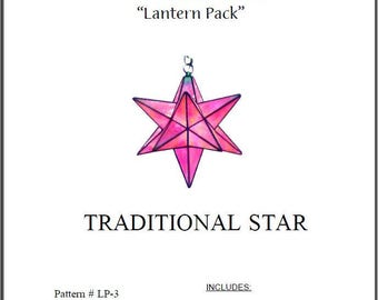 Pattern for Moravian Star Stained Glass Lamp (Lantern) with step by step Instructions- 15" Diameter - PRINTED VERSION by US mail