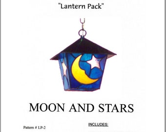 Pattern for Moon and Star Stained Glass Lamp (Lantern) and Instructions